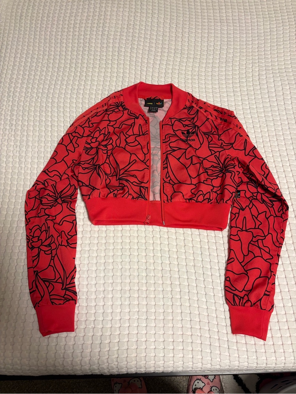 adidas originals Red Floral Crop Jacket Tank top pants Set Pharrell Williams - Picture 2 of 7
